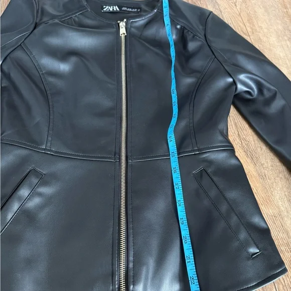 Zara Black Faux Leather Women's Blazer - Picture 5 of 6